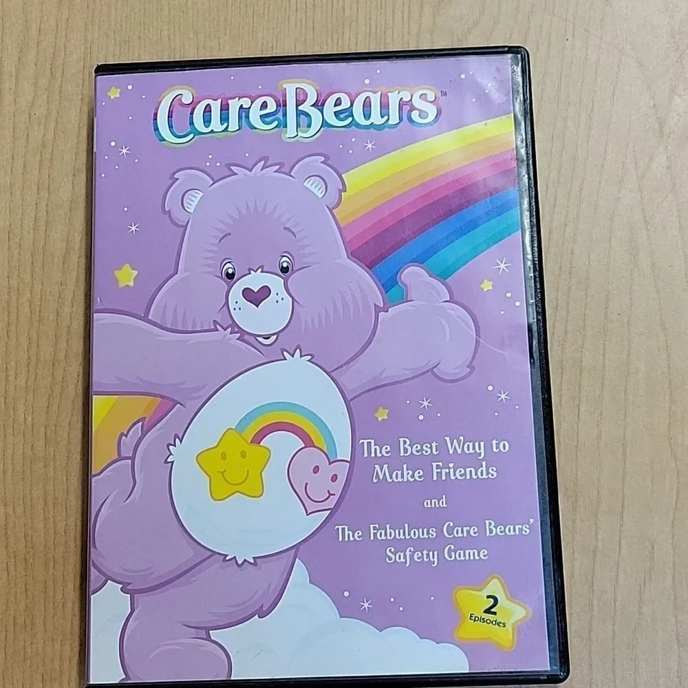 Care Bear costume/pj's 3T-4T vintage stuffed cloth bear books and Dvd 4 Figures‎